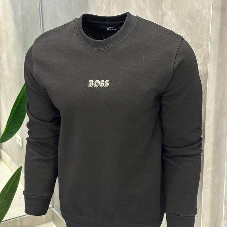 Muški duks BOSS s malim natpisom – crni