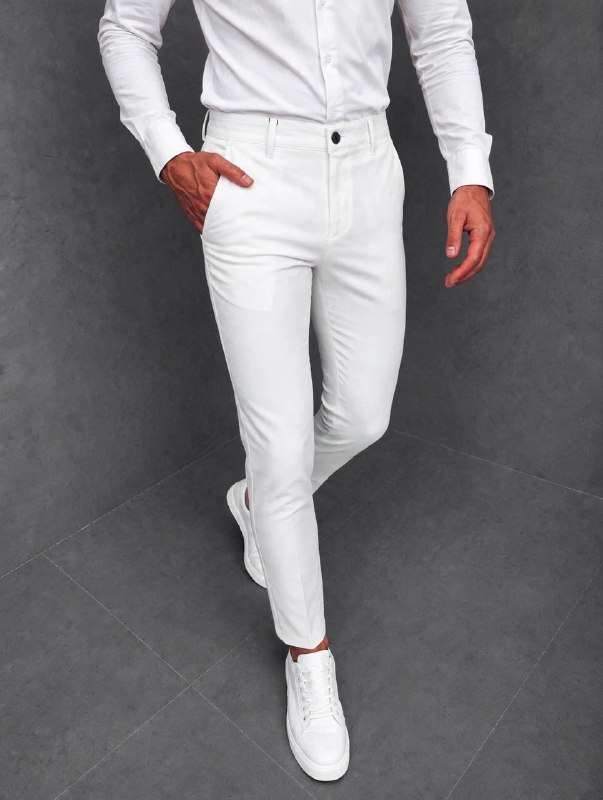 Muške elegantne slim hlače – Bijela