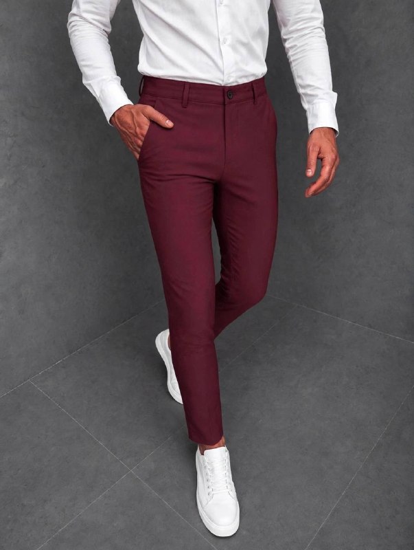 Muške elegantne slim hlače – Bordo