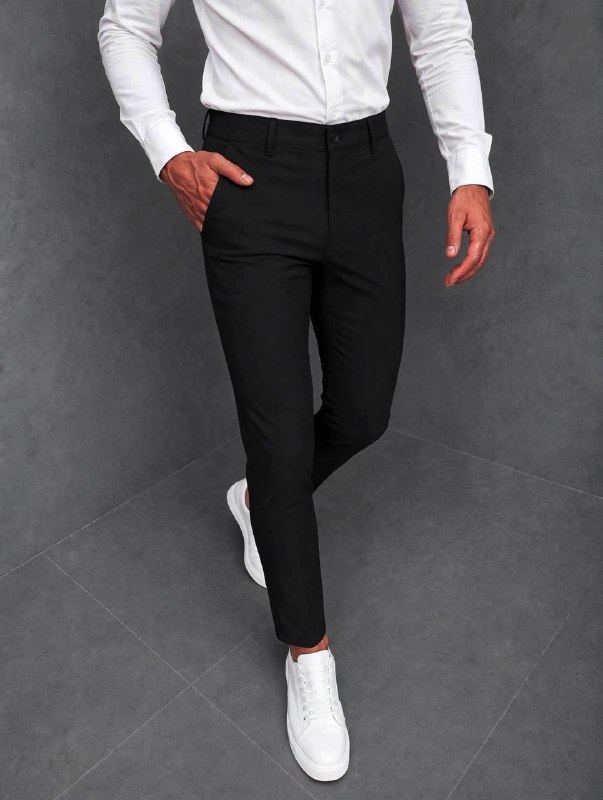 Muške elegantne slim hlače – Crna