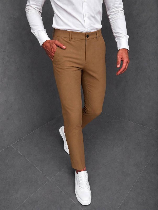 Muške elegantne slim hlače – Konjak