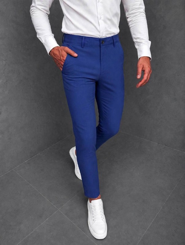 Muške elegantne slim hlače – Kraljevsko plava