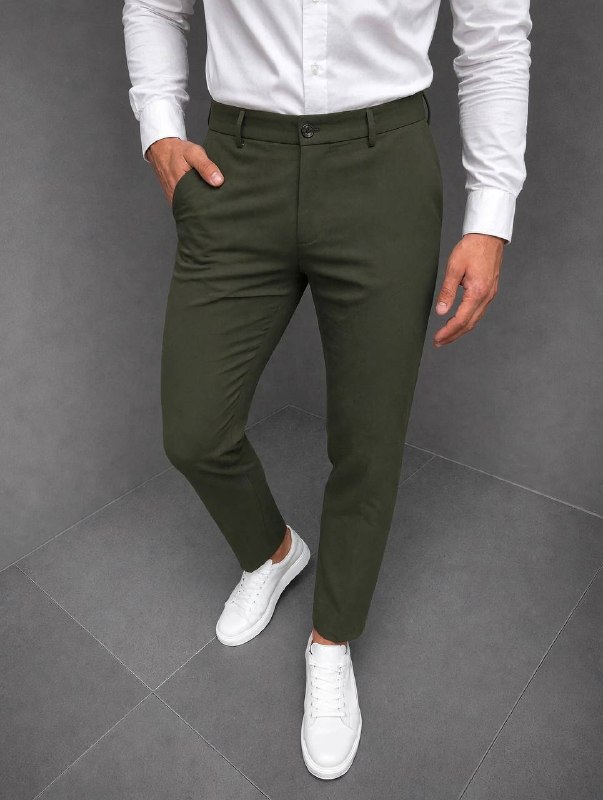 Muške elegantne slim hlače – Maslinasta