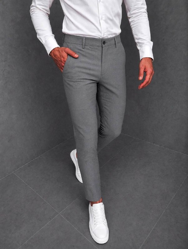 Muške elegantne slim hlače – Siva