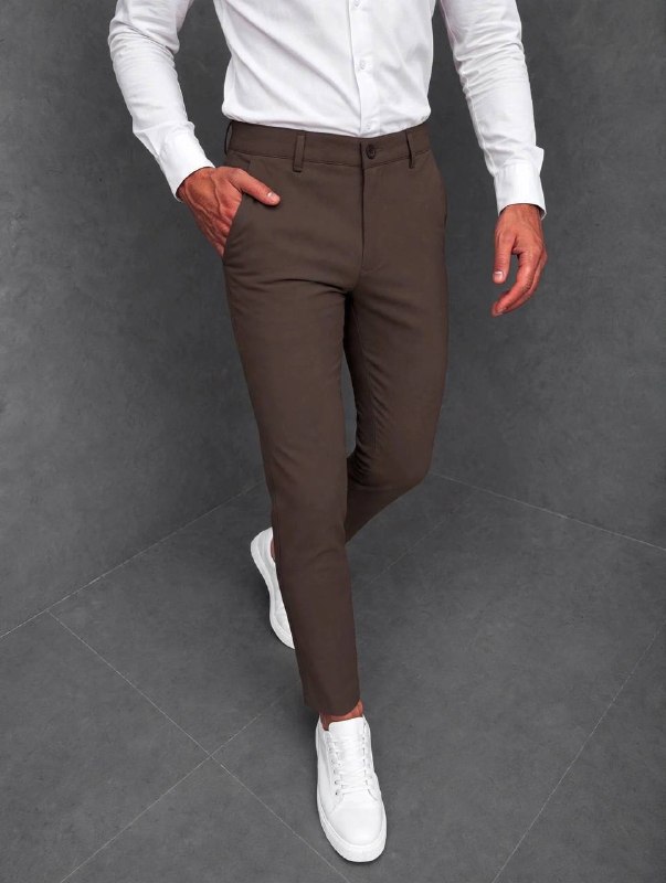 Muške elegantne slim hlače – Smeđa