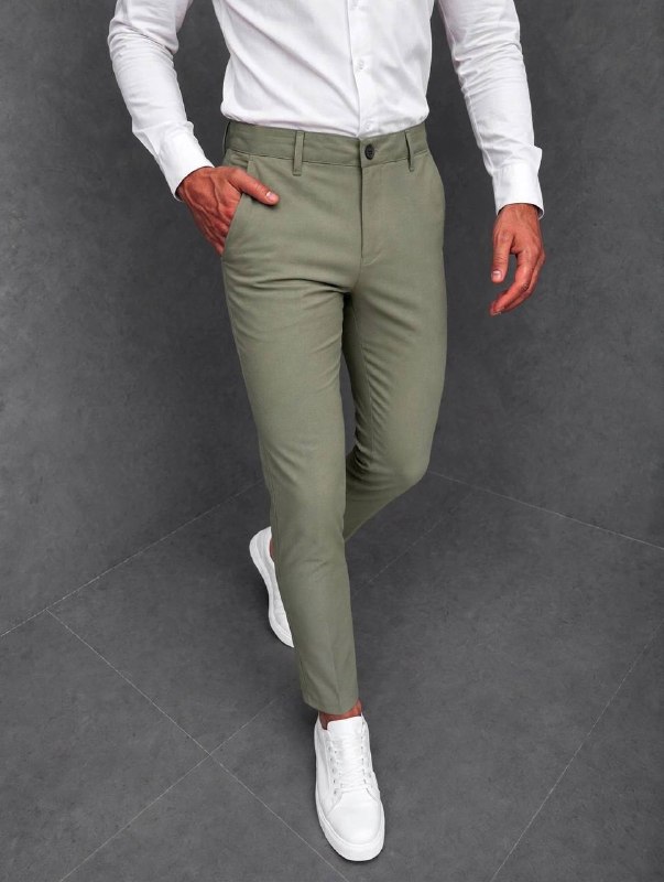 Muške elegantne slim hlače – Svijetlomaslinasta