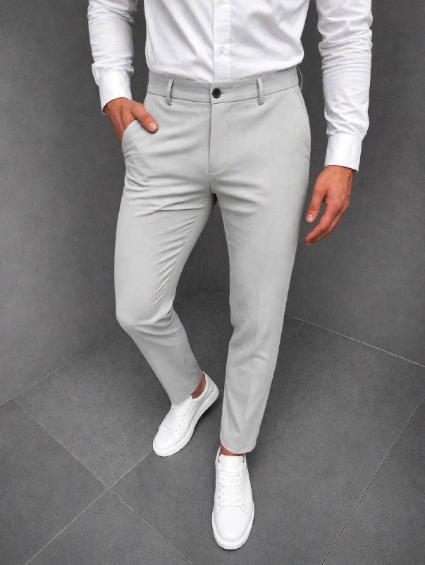 Muške elegantne slim hlače – Svijetlosiva
