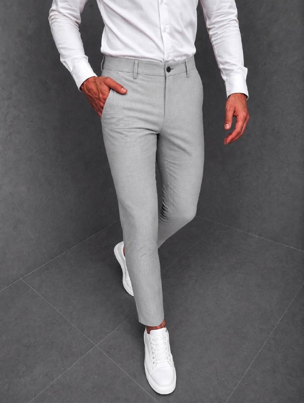 Muške elegantne slim hlače – Svijetlosiva