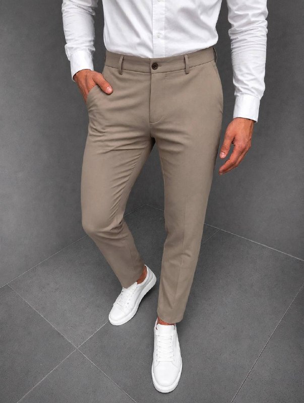 Muške elegantne slim hlače – Tamnobež