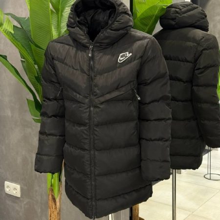 Muška duga zimska jakna Nike s kapuljačom – crna, veličine L, XL, XXL